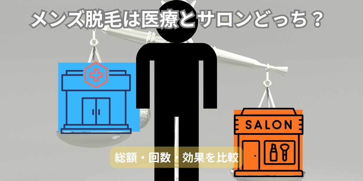 メンズ脱毛は医療とサロンどっち？総額・回数・効果を比較するアイキャッチ画像
